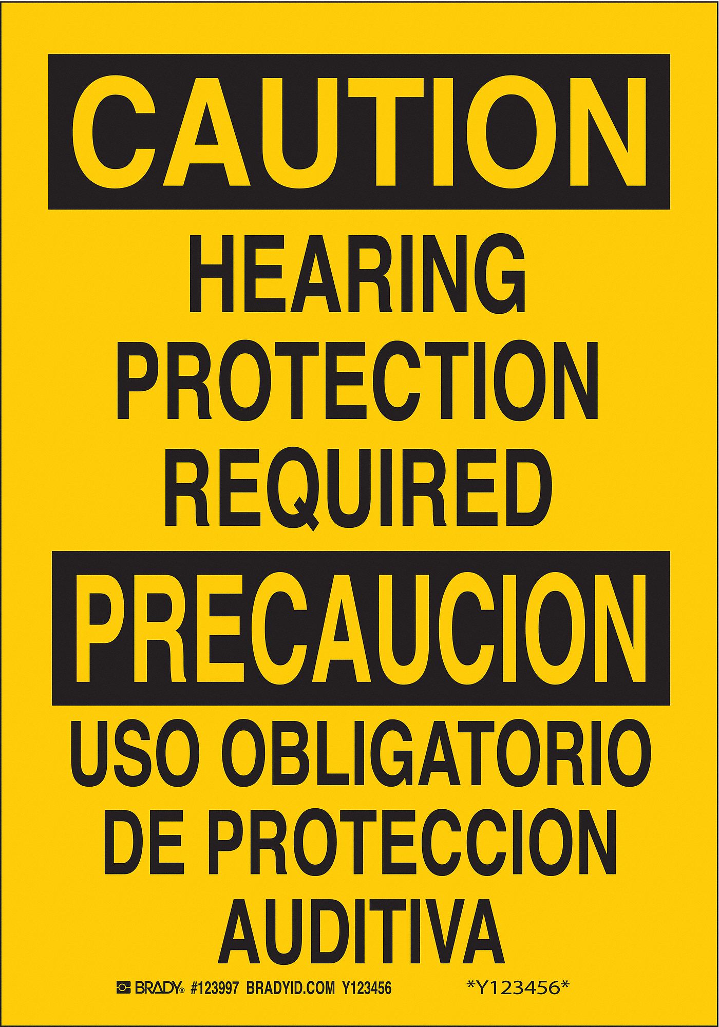 Caution Sign, 14 x 10In, BK/YEL, Bilingual