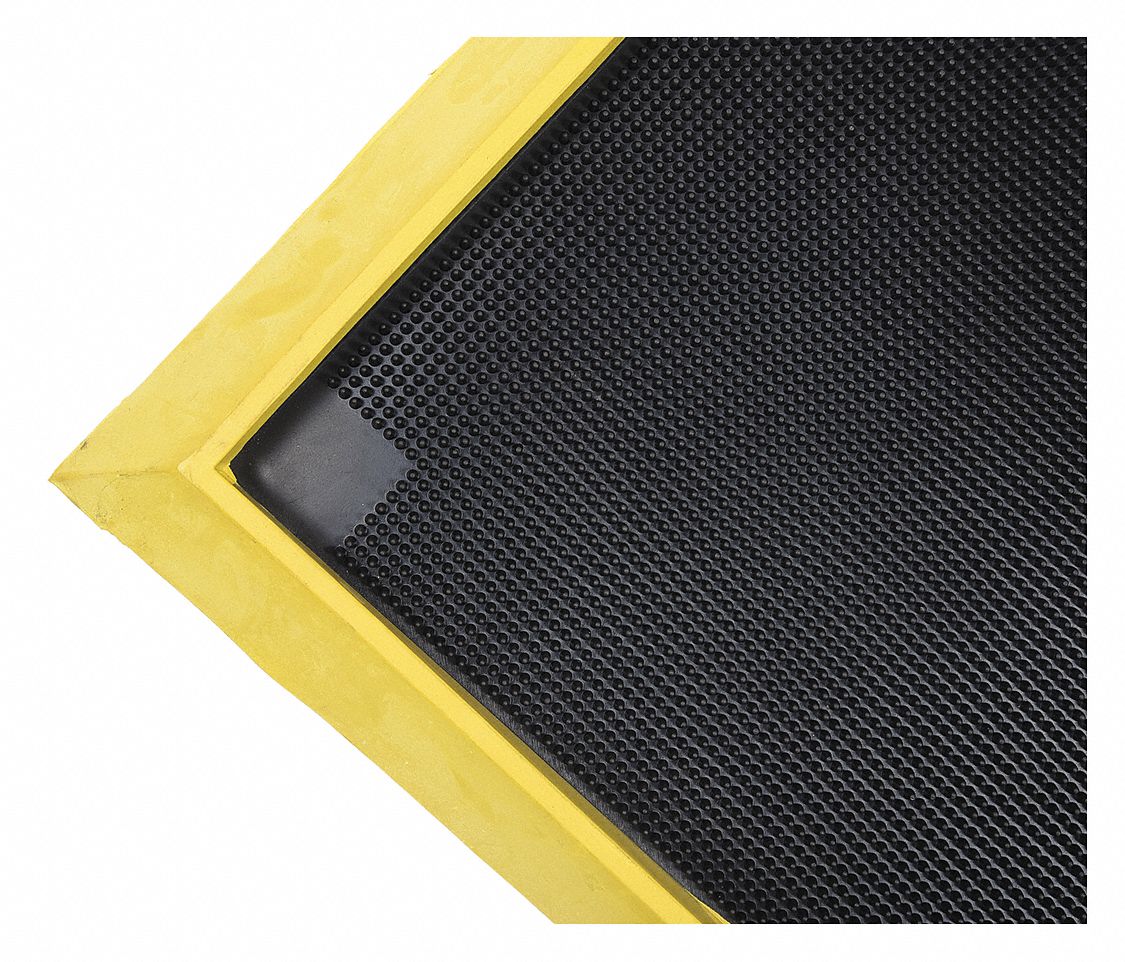 CONDOR Disinfecting Mat, 3 ft 3 in L, 32 in W, 2 in Thick, Black with Yellow Border 30CL75