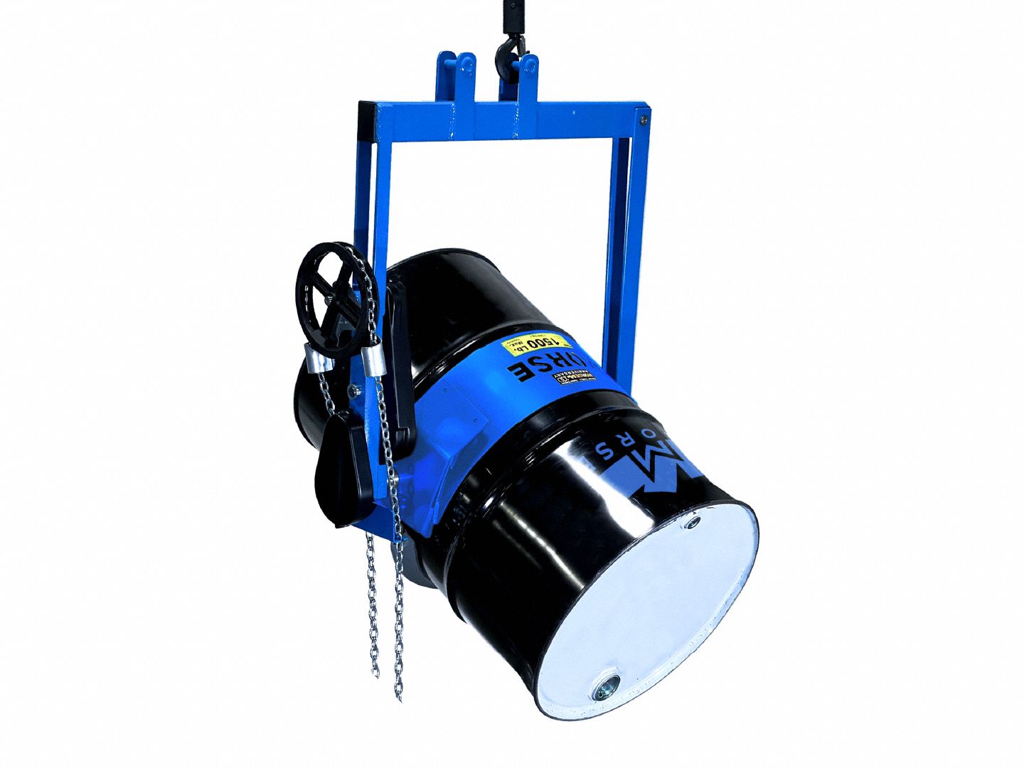 Drum Lifter: For 55 gal Drum Capacity, Pull Chain Tilt, Metal, 1, 500 lb Wt Capacity, Body