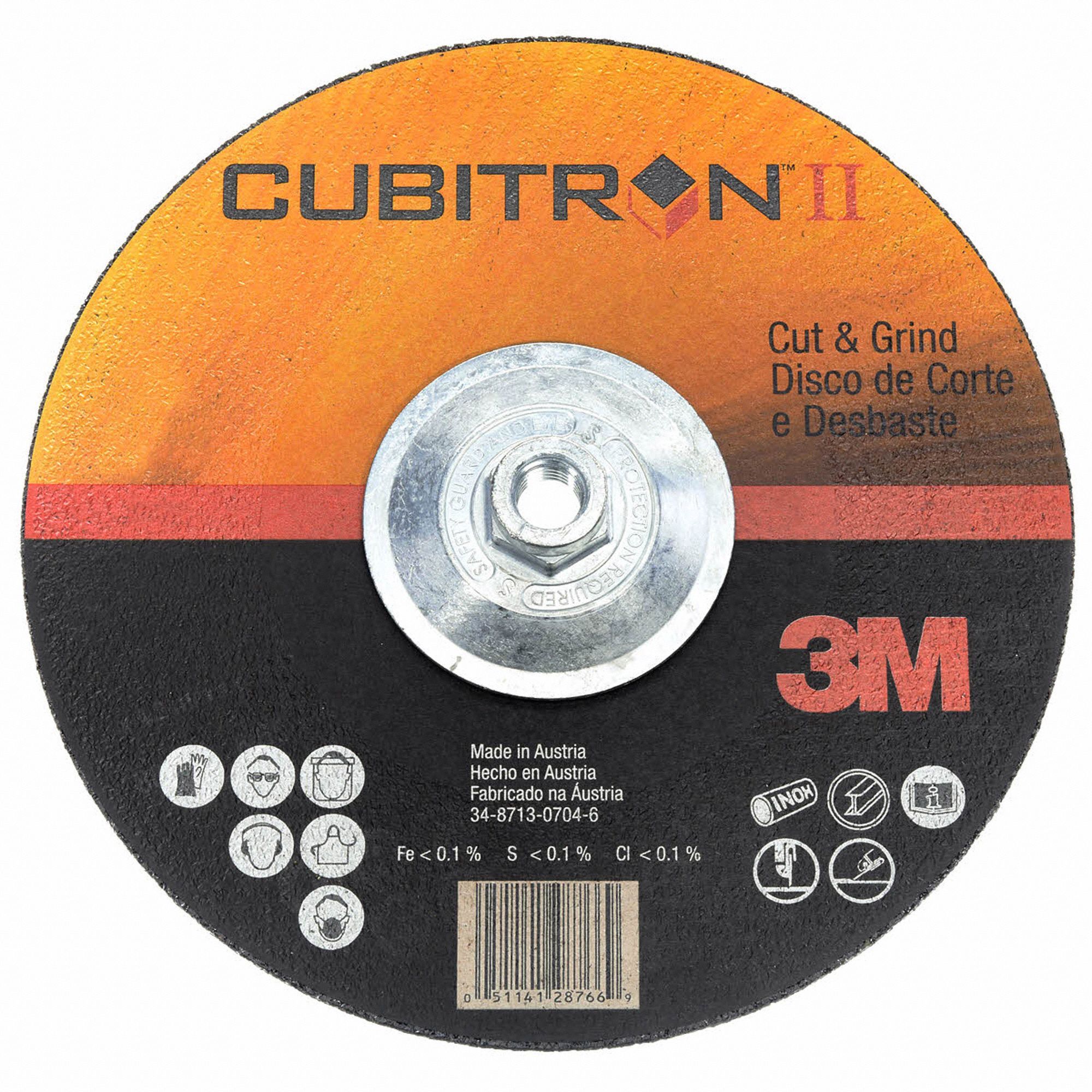 Cut-Off & Grinding Wheel: Type 27, 9" x 1/8" x 7/8", Ceramic, 36 Grit