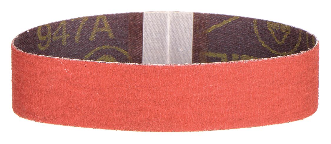 SANDING BELT, ½ IN W X 24 IN L, CERAMIC, 36 GRIT, YF WEIGHT CLOTH BACKING, 984F