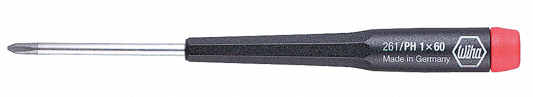PRECISION PHILLIPS SCREWDRIVER, #000 TIP SIZE, 4 1/2 IN OVERALL L, 1 9/16 IN SHANK L