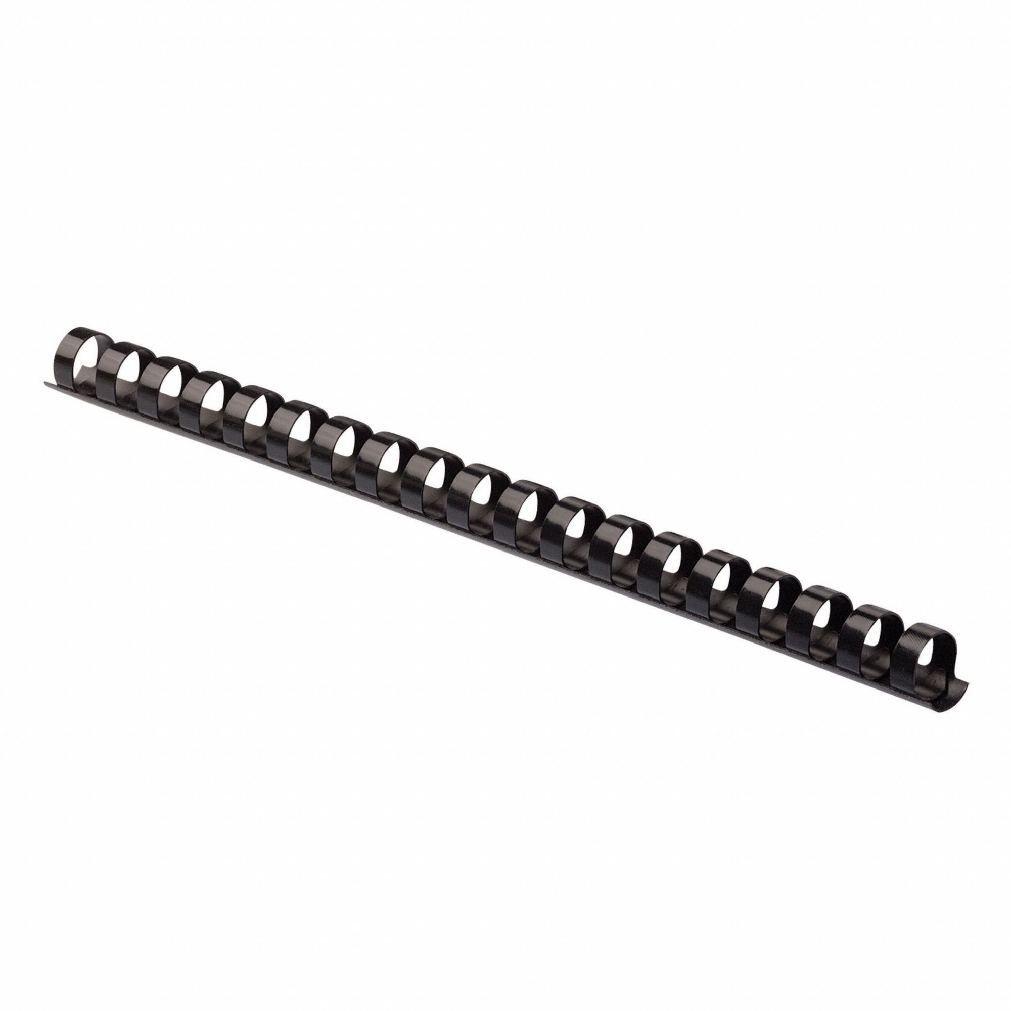 Binding Spine: Comb, 1/2 in Coil Size, Plastic, Black, 90 Sheet Capacity, 100 PK