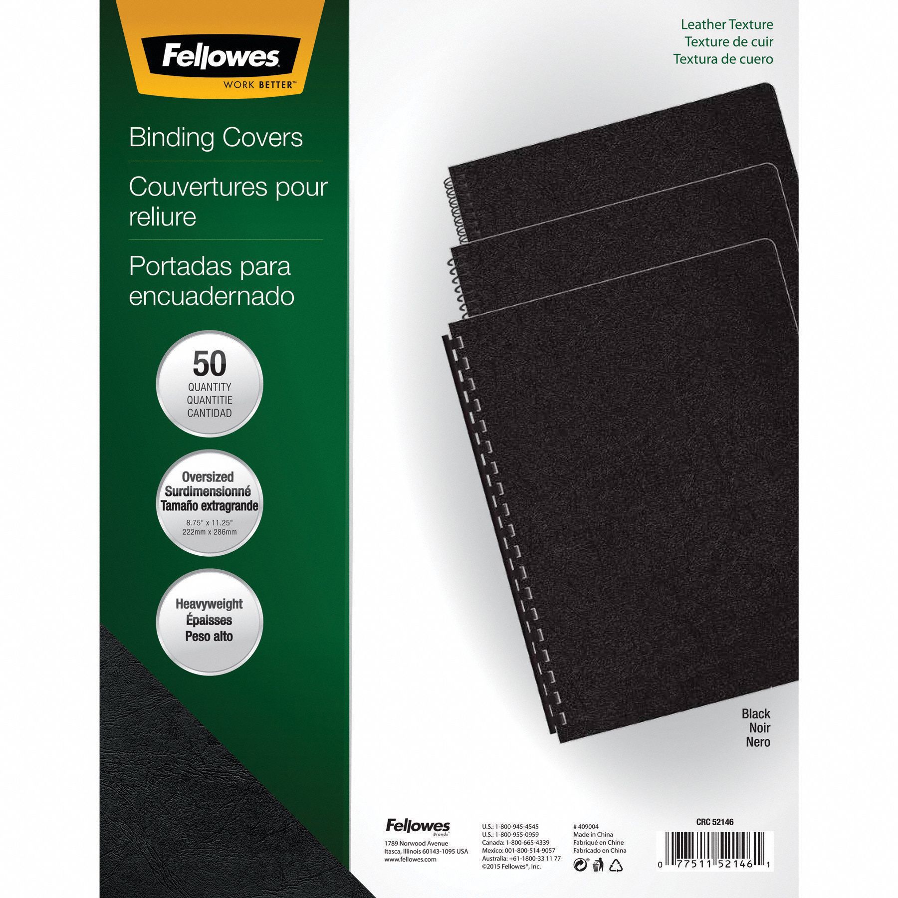 Binding Covers Black 11 1/4 H PK50