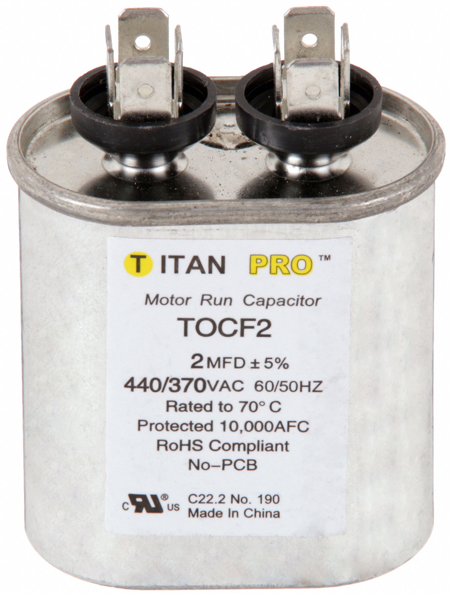 RUN CAPACITOR,2 MFD,440/370V,OVAL