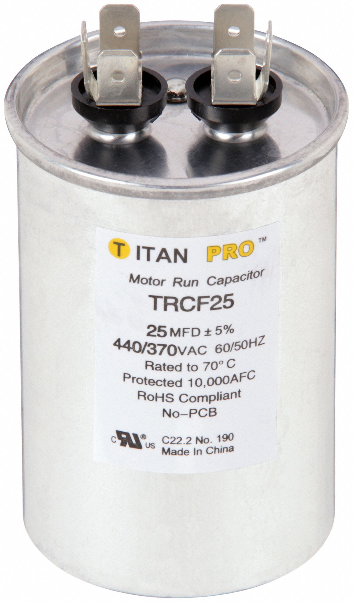 RUN CAPACITOR,25 MFD,440/370V,ROUND
