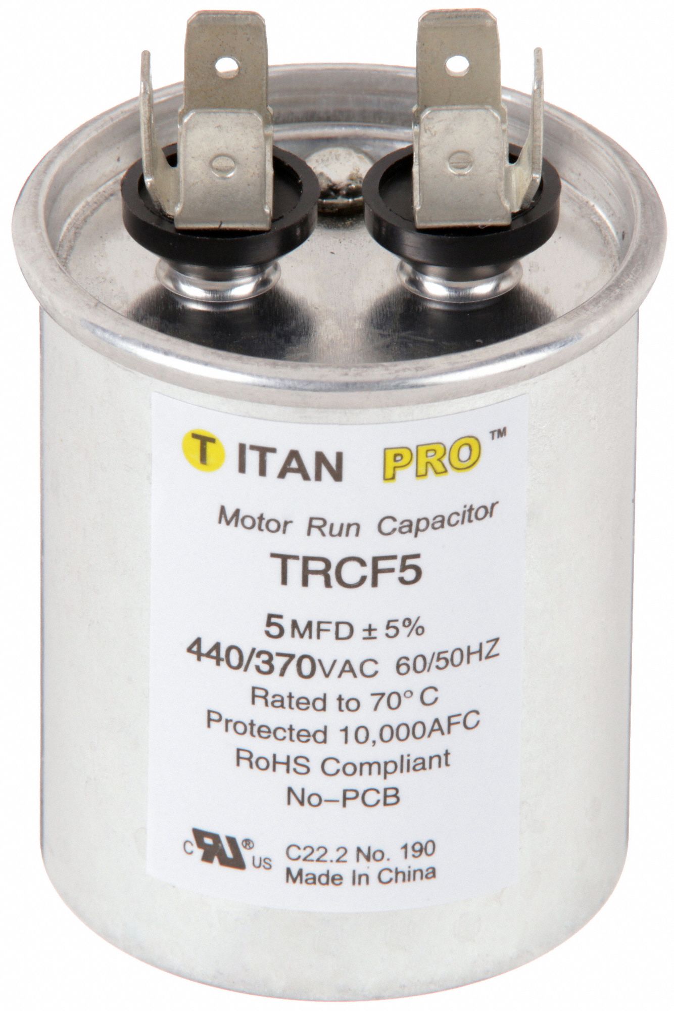TITAN PRO, Round, 440/370V AC, Motor Run Capacitor - 30D623