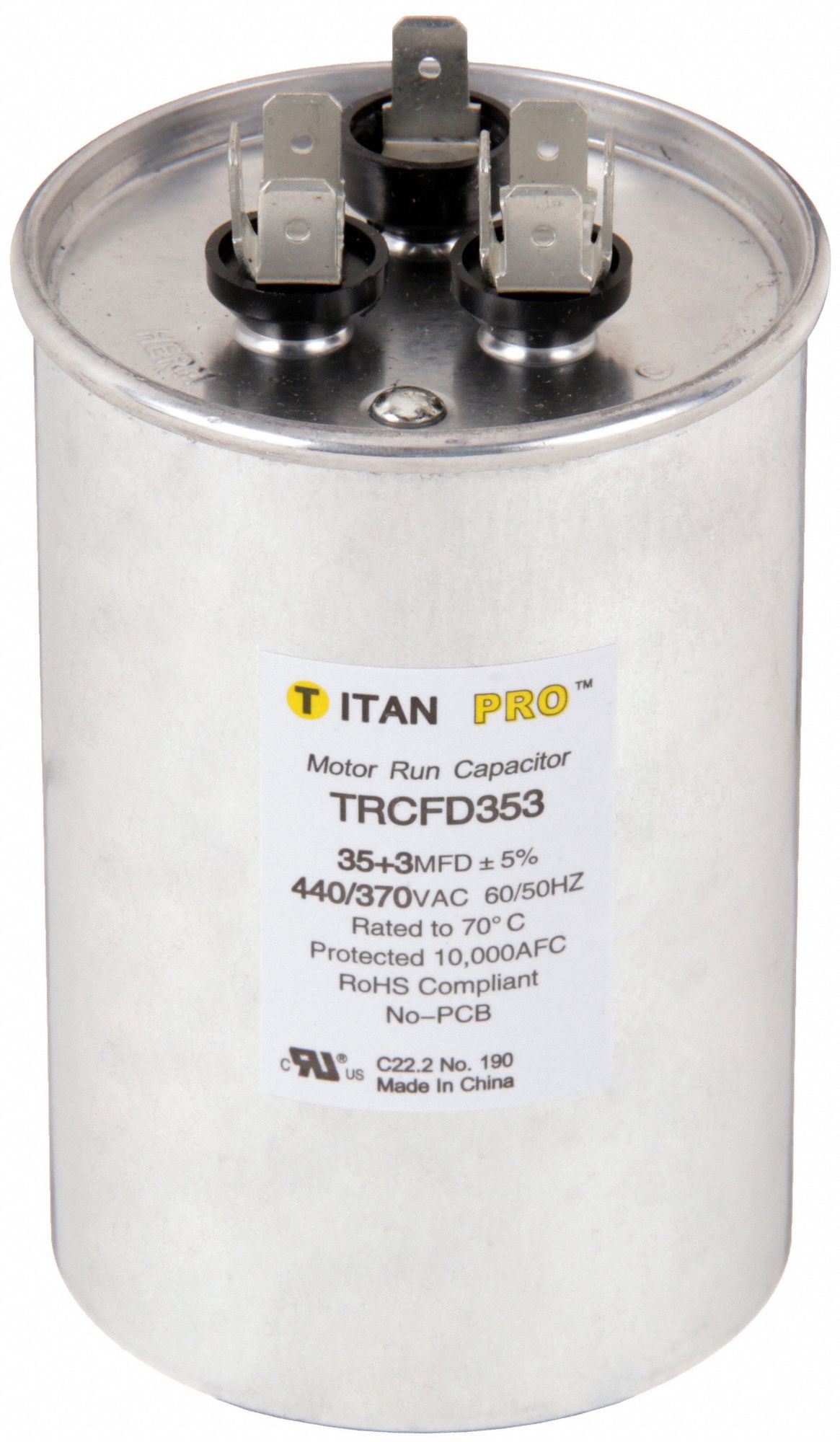 TITAN PRO 35/3 MFD 440/370V AC Motor Dual Run Capacitor