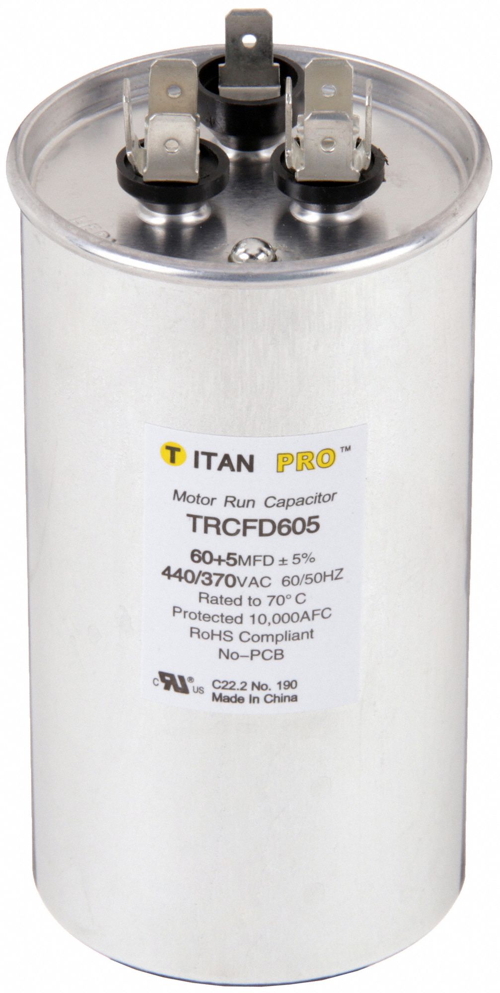TITAN PRO, Round, 440/370V AC, Motor Dual Run Capacitor 30D652