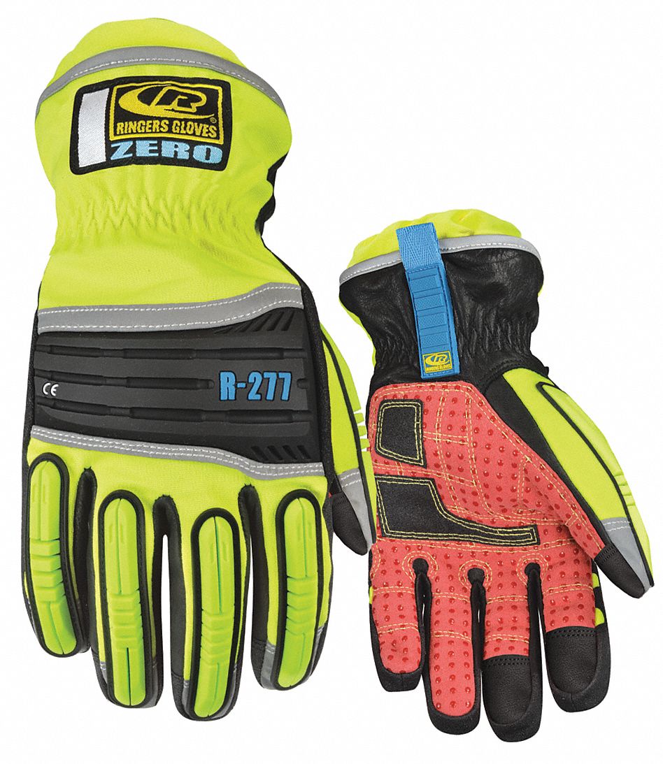 Mechanics Gloves: 2XL ( 12 ), Synthetic Leather with Silicone Grip, Gauntlet Cuff, 1 PR