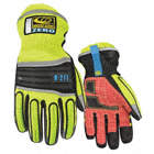 MECHANICS GLOVES, S (8), SYNTHETIC LEATHER WITH SILICONE GRIP, GAUNTLET CUFF, YELLOW