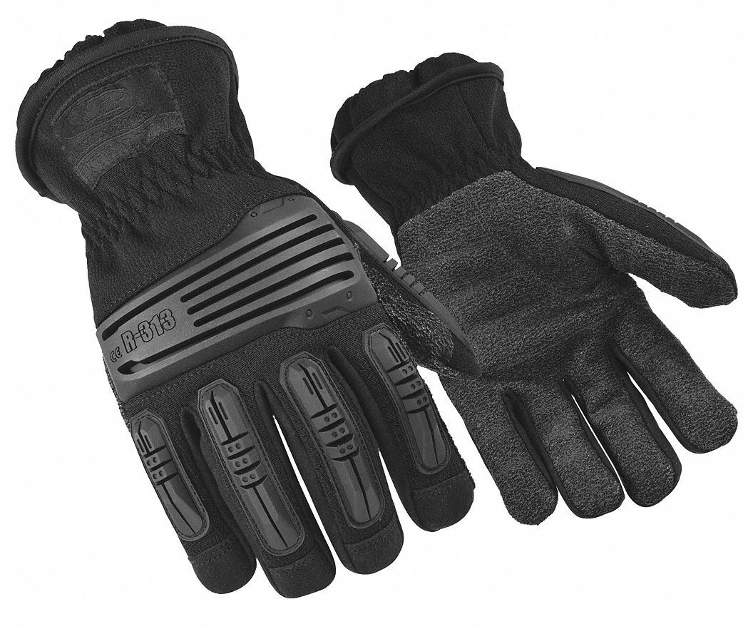 RINGERS GLOVES, Black, Clarino(R) Synthetic Leather, Mechanics Gloves 3RXR8313 07 Grainger