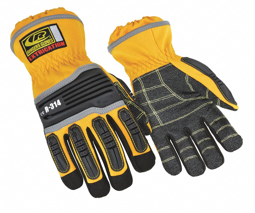 GANTS DE MÉCANICIEN DÉSINCARCÉRATION, TG, JAUNE, CUIR SYNTHÉTIQUE, MANCHETTE COURTE