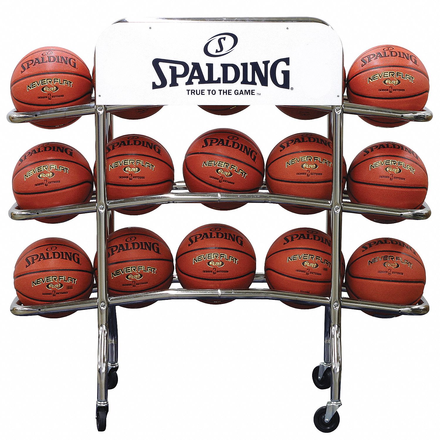 SPALDING 46 In X 10 In X 42 In Tubular Steel Basketball Rack Chrome   30D961 AS01