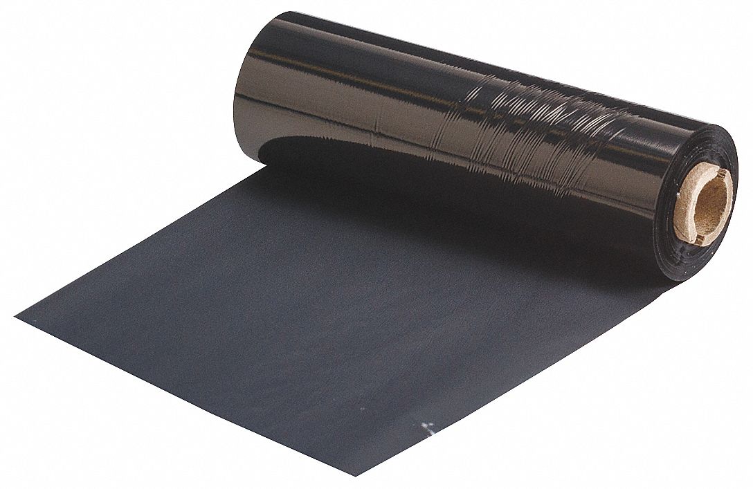 Single-Color Printer Ribbon: 4 in x 242 ft, Black, Resin, R6000