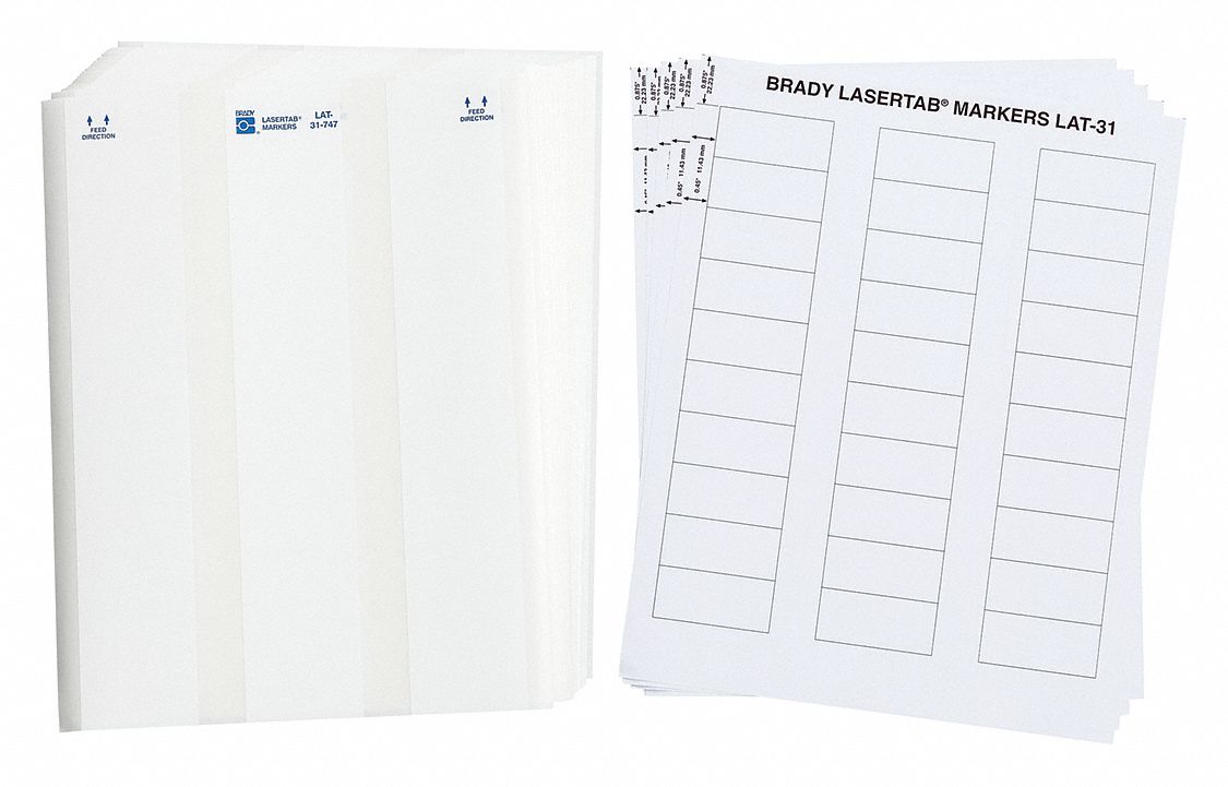 Wraparound Label: 29/32 in x 2 in, Polyester, White, For 24 AWG to 20 AWG Wire Gauge