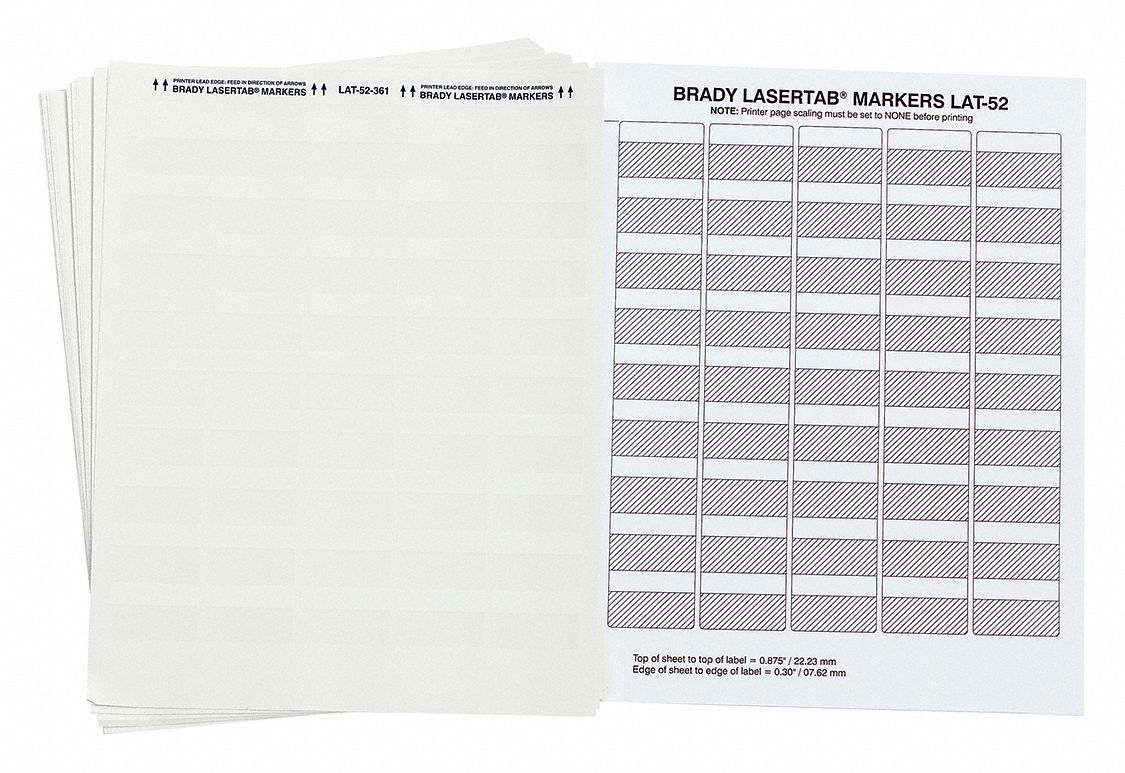 Wraparound Label: 1 in x 1 1/2 in, Polyester, White (Matte), For 20 AWG to 16 AWG Wire Gauge