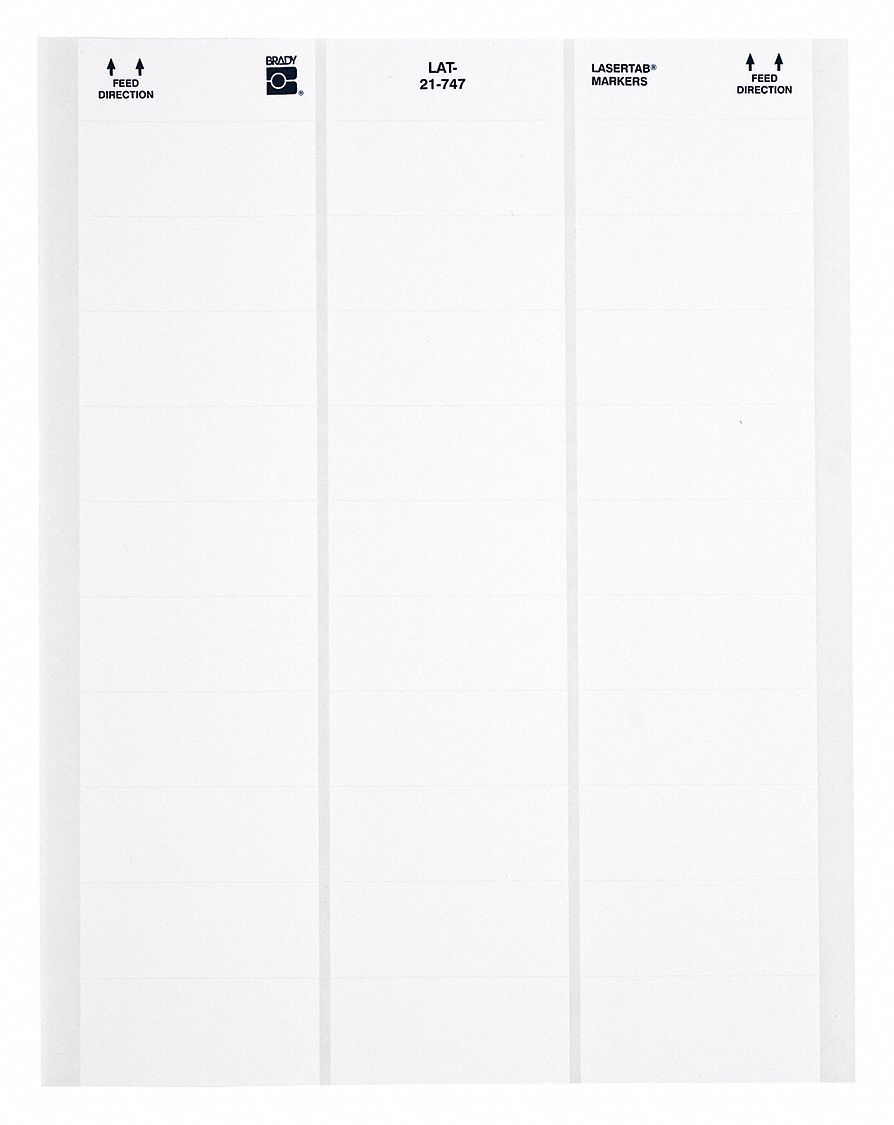 Wraparound Label: 1 in x 2 1/2 in, Polyester, White, For 20 AWG to 16 AWG Wire Gauge