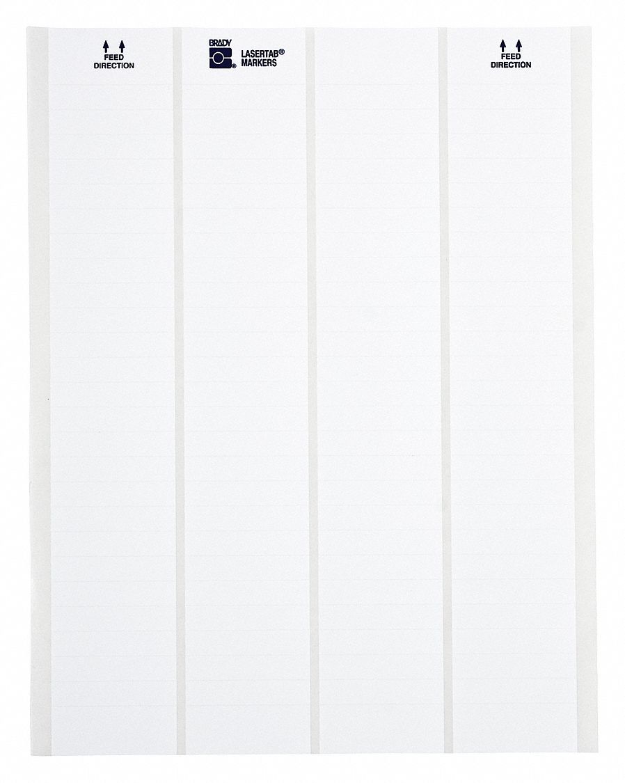 Wraparound Label: 1 in x 2 1/2 in, Polyester, White, For 20 AWG to 16 AWG Wire Gauge