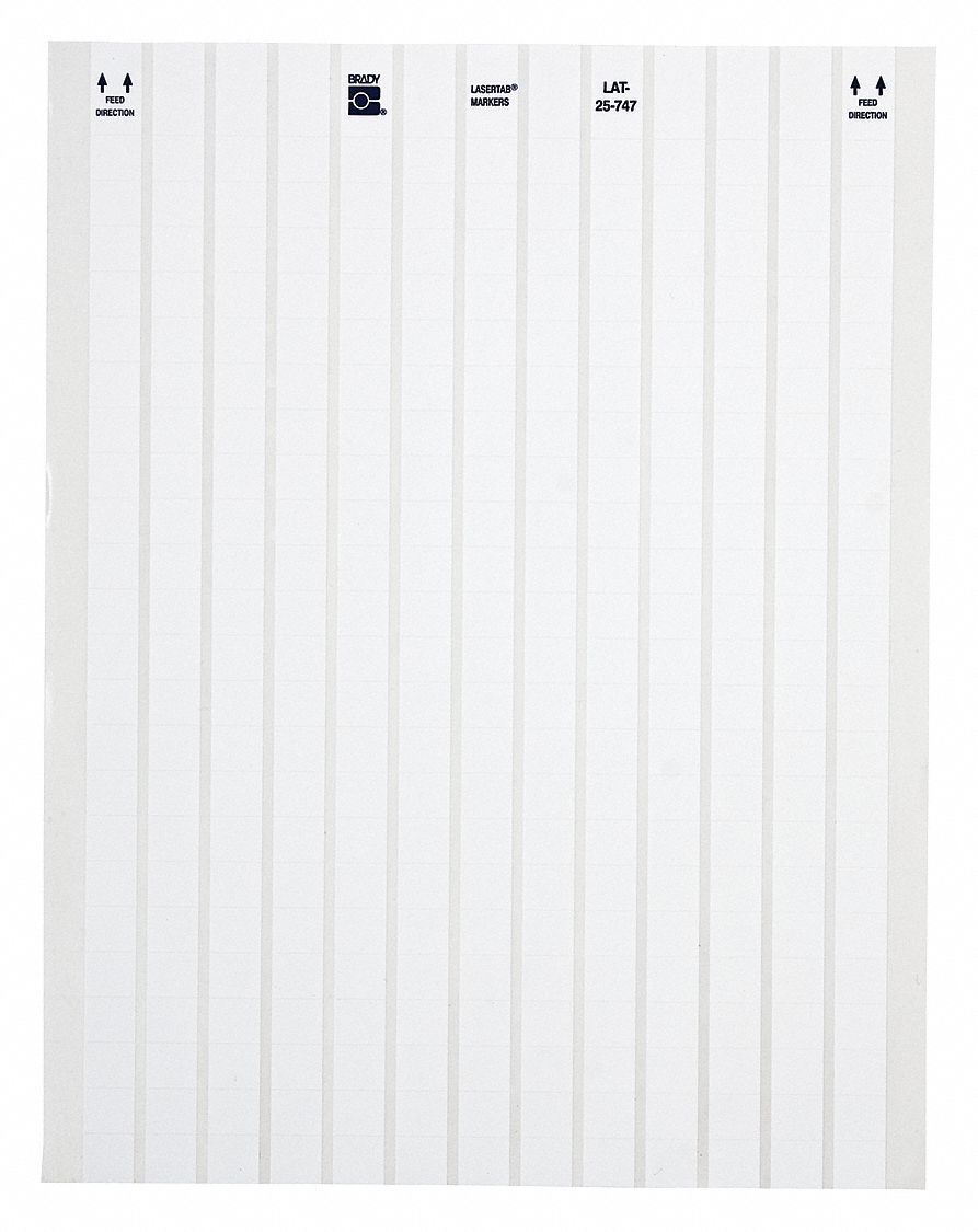 Wraparound Label: 7/16 in x 1/2 in, Polyester, White, For 20 AWG to 16 AWG Wire Gauge