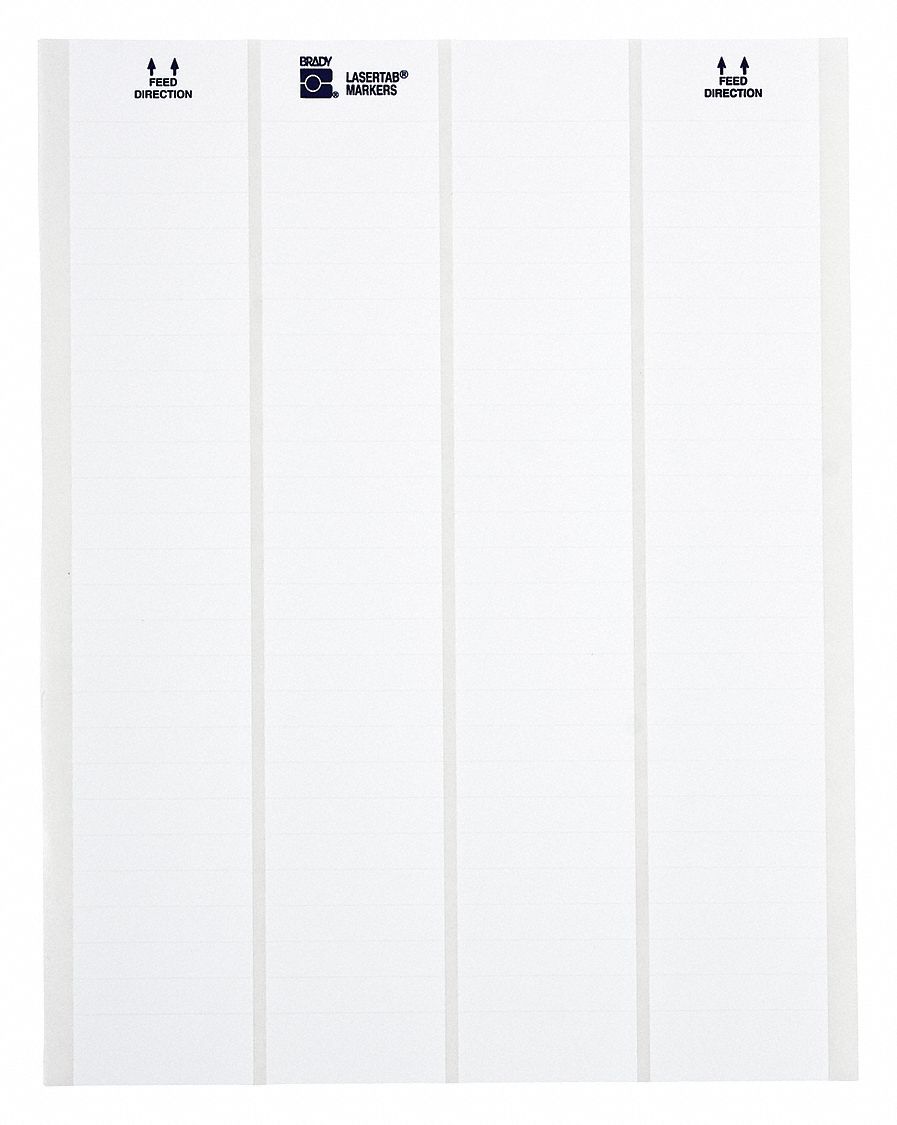 Wraparound Label: 1/4 in x 21/32 in, Polyester, White, For 20 AWG to 16 AWG Wire Gauge