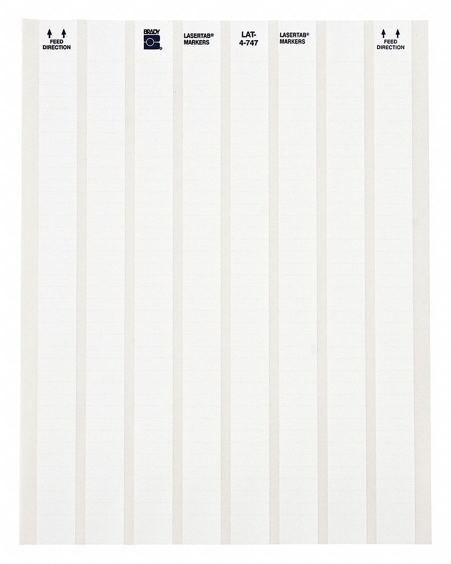 Wraparound Label: 1/4 in x 13/16 in, Polyester, White, For 16 AWG to 10 AWG Wire Gauge