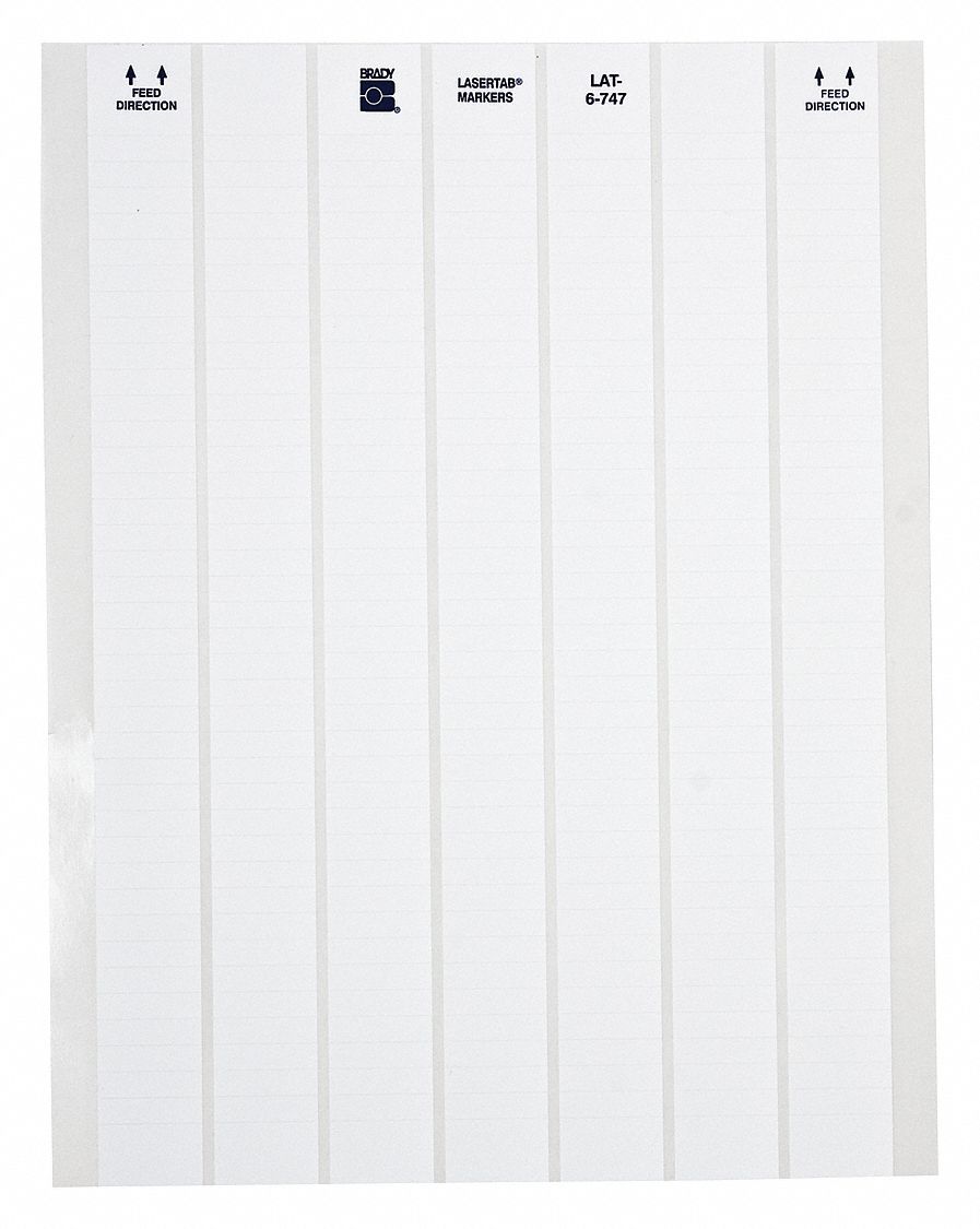 Wraparound Label: 1/4 in x 1 in, Polyester, White, For 1 in to 1.95 in Wire Dia