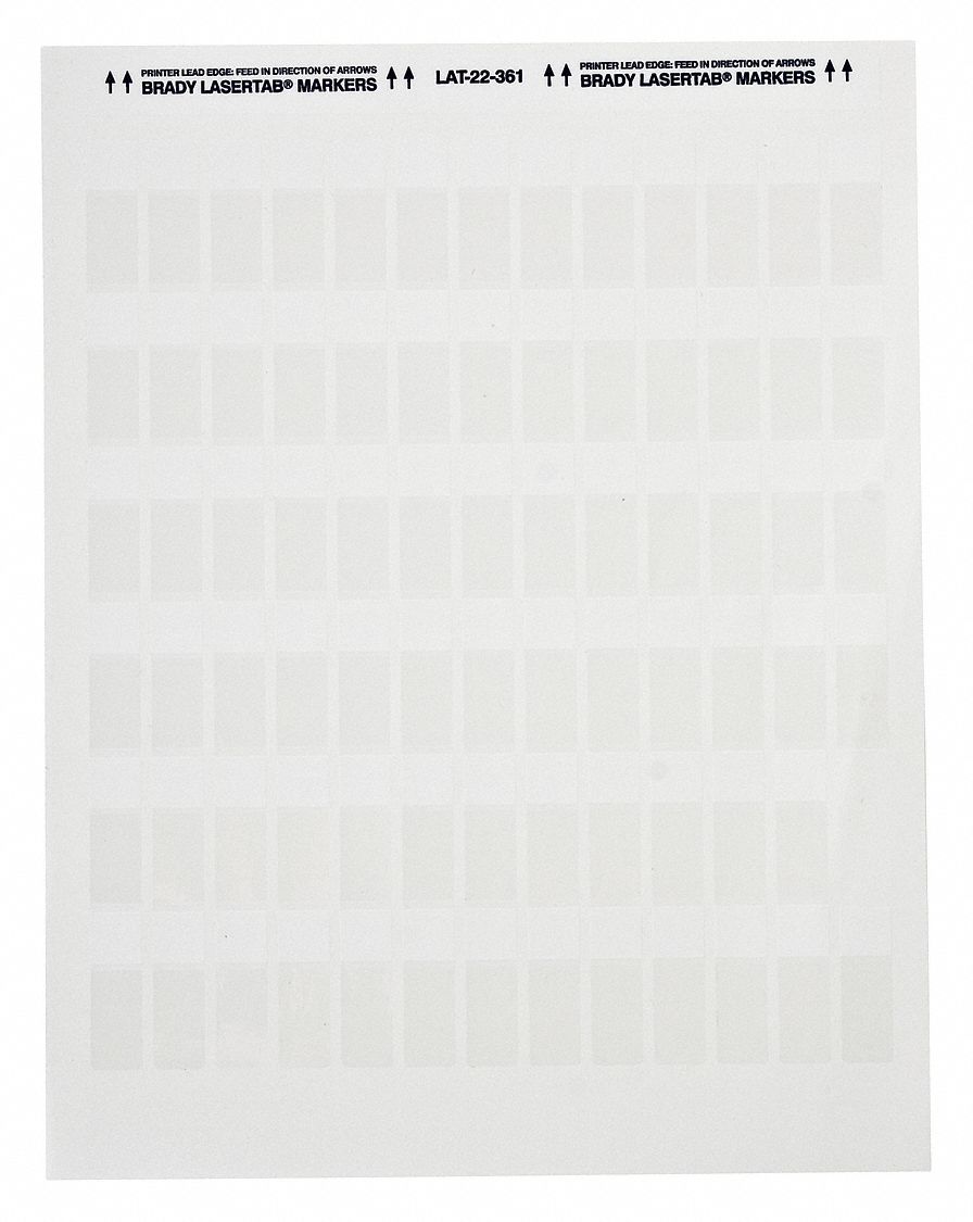 Wraparound Label: 1 1/2 in x 1/2 in, Polyester, White (Matte), For 1 in to 1.95 in Wire Dia