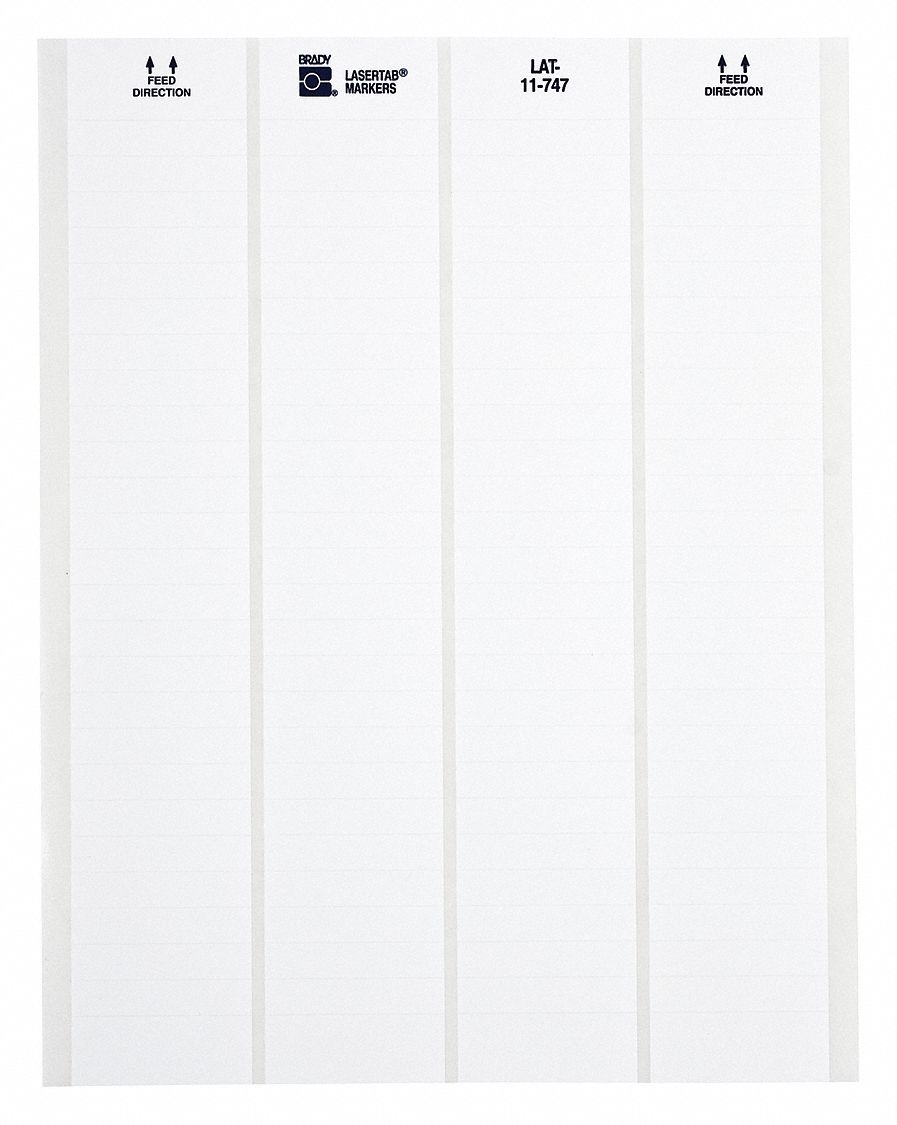 Precut Label Sheet: 3/8 in x 1 7/8 in, Acrylic, 5, 000 Labels