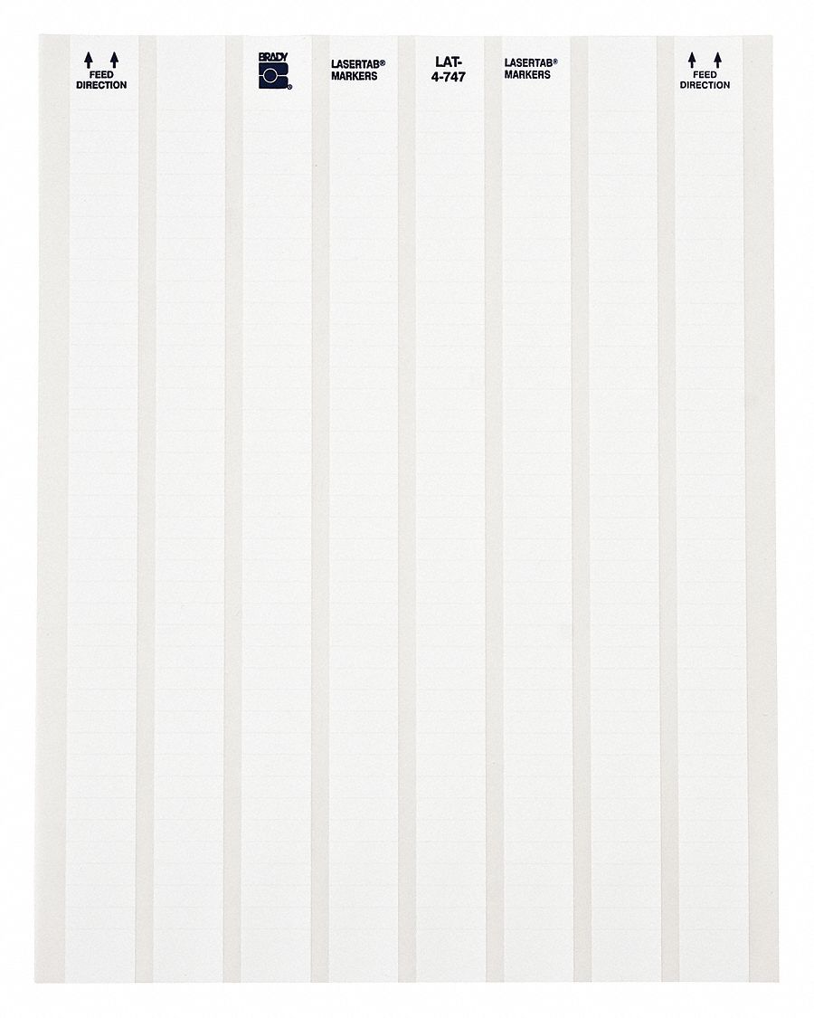 Wraparound Label: 1/2 in x 13/16 in, Polyester, White, For 6 AWG to 0 AWG Wire Gauge