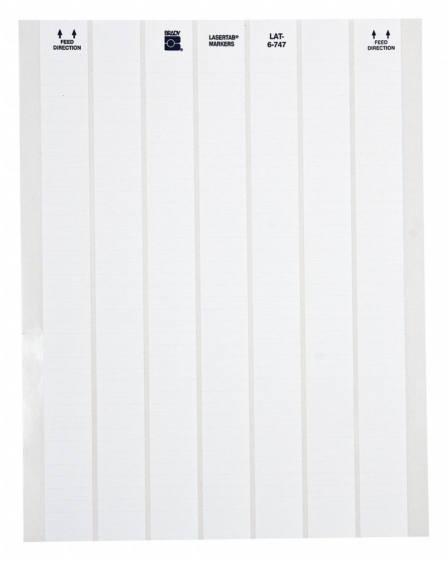 Wraparound Label: 1/2 in x 1 in, Polyester, White, For 6 AWG to 0 AWG Wire Gauge