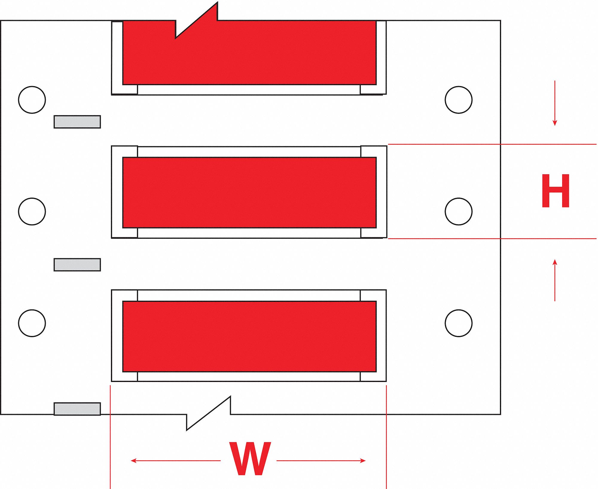 Sleeve Label: 3/8 in x 2 in, Polyolefin, Red (Matte), For 4 AWG to 12 AWG Wire Gauge