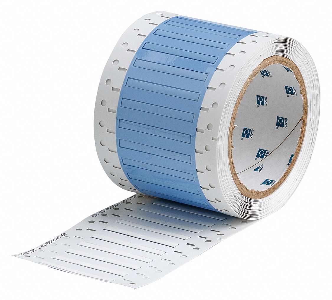 Sleeve Label: 3/32 in x 1 in, Polyolefin, White (Matte), For 20 AWG to 28 AWG Wire Gauge