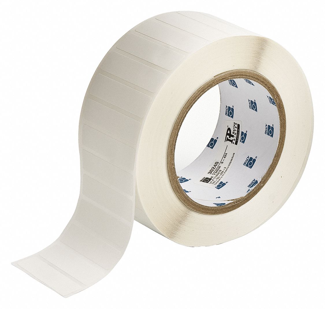 Pre-Cut Label Stock Roll: 1/2 in x 2 in, Rubber, Permanent Adhesive, 3, 000 Labels, Permanent