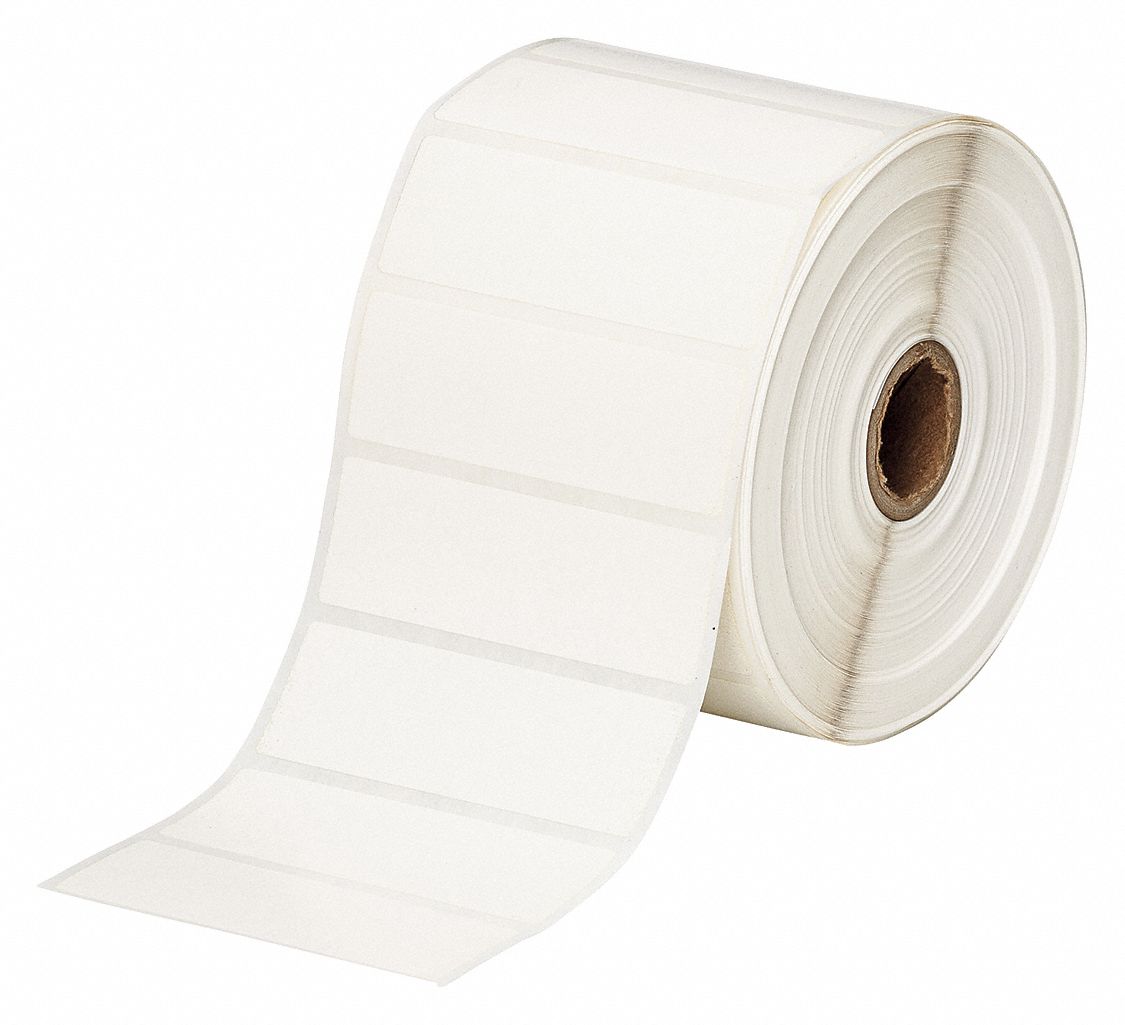 Pre-Cut Label Stock Roll: 1 in x 3 in, Rubber, Permanent Adhesive, 1, 500 Labels, BBP11/BBP12/THT