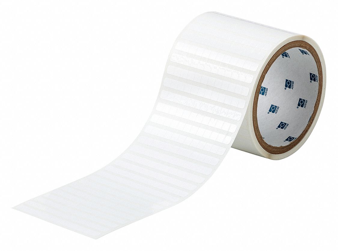 Pre-Cut Label Stock Roll: 1/4 in x 1/4 in, 1/4 in, Polyester, White (Gloss), 10, 000 Labels per Roll