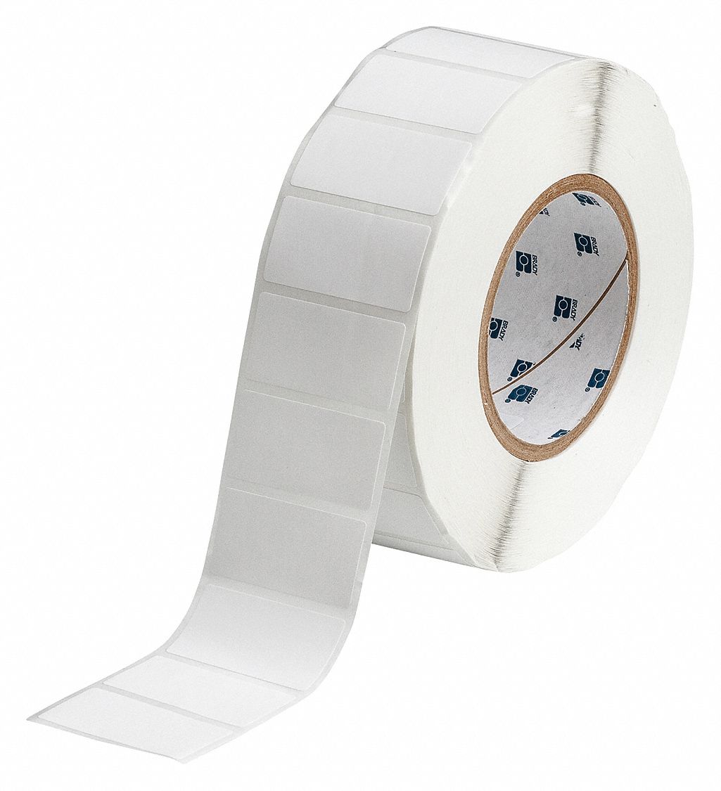 Pre-Cut Label Stock Roll: 1 in x 2 in, Acrylic, Removable Adhesive, 3, 000 Labels, Removable