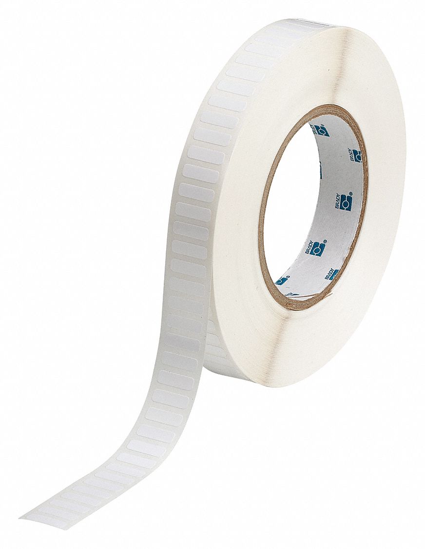 Pre-Cut Label Stock Roll: 13/64 in x 21/32 in, 13/64 in, Polyester, White (Gloss), -40°F to 248°F