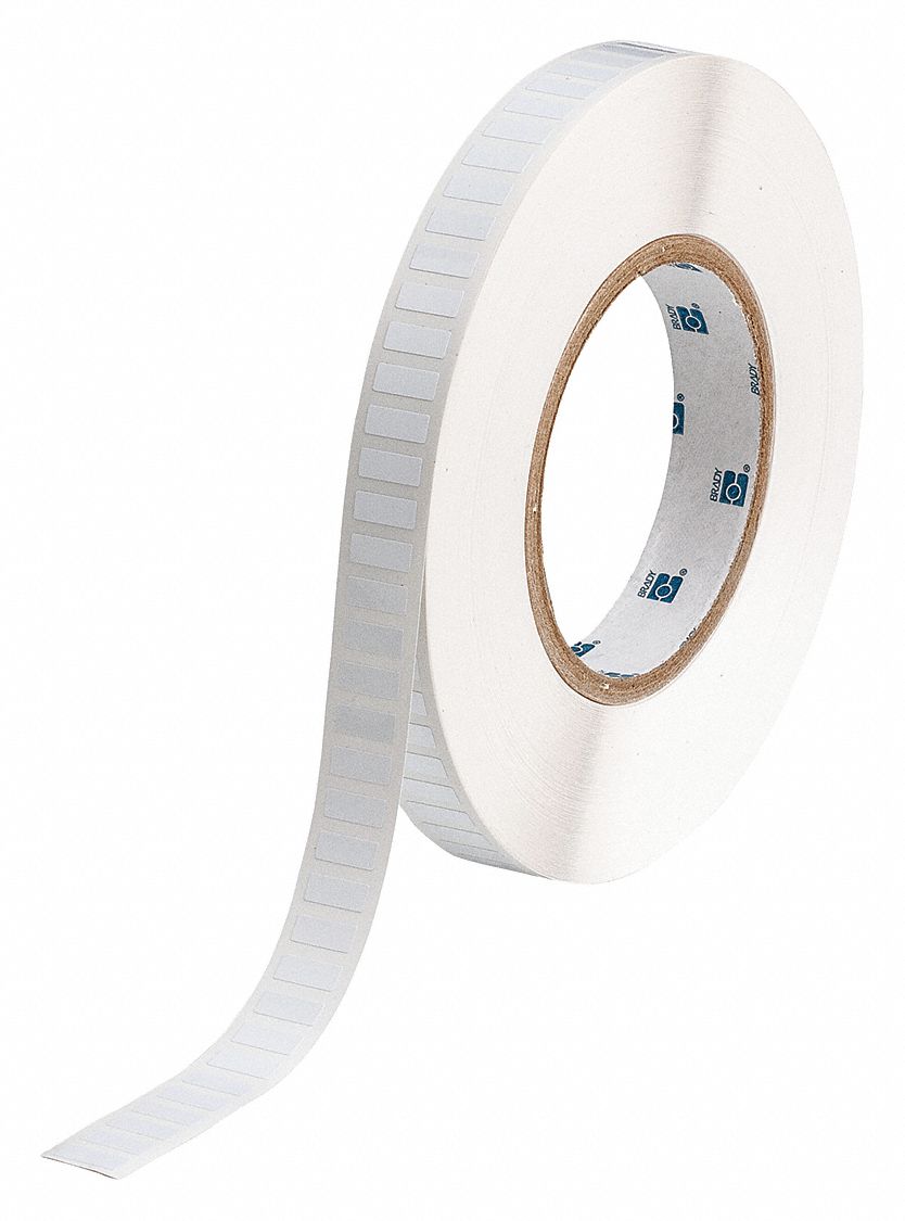 Pre-Cut Label Stock Roll: 3/16 in x 1/2 in, 13/64 in, Polyester, White (Gloss), -40°F to 248°F