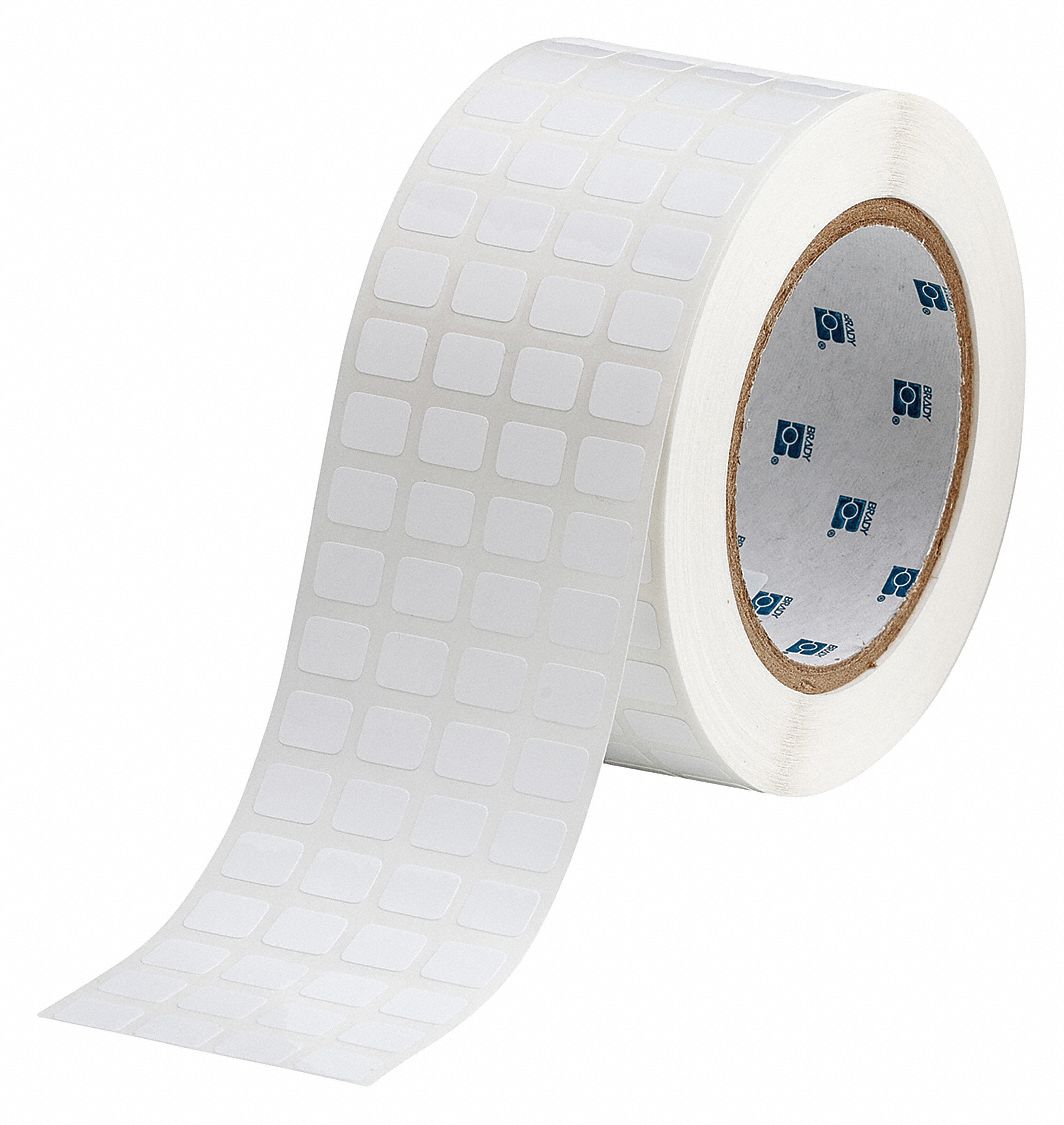 PRECUT LABEL ROLL, 3/8 IN X½ IN, POLYESTER, WHITE, GLOSS, 10,000 LABELS PER ROLL