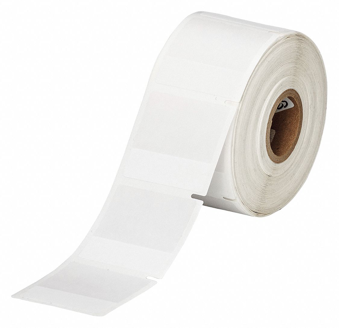 Wraparound Label: 1/2 in x 1 1/2 in, Self-Extinguishing Vinyl, White (Matte), 1, 000 Labels Included