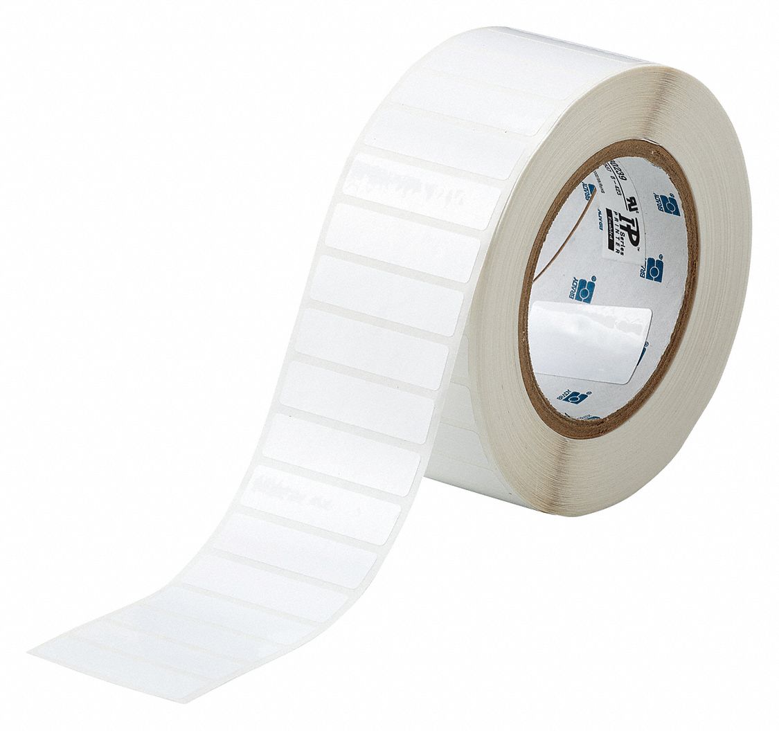Pre-Cut Label Stock Roll: Tamper Indicating, 1/2 in x 2 in, 1/2 in, White (Gloss)