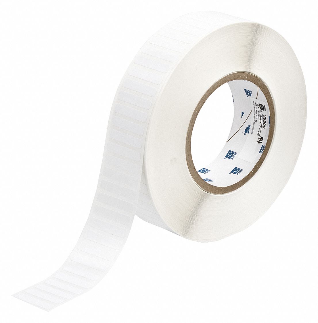 Pre-Cut Label Stock Roll: 1/4 in x 1 1/4 in, 1 29/64 in x 1/4 in, Polyester, White (Gloss)
