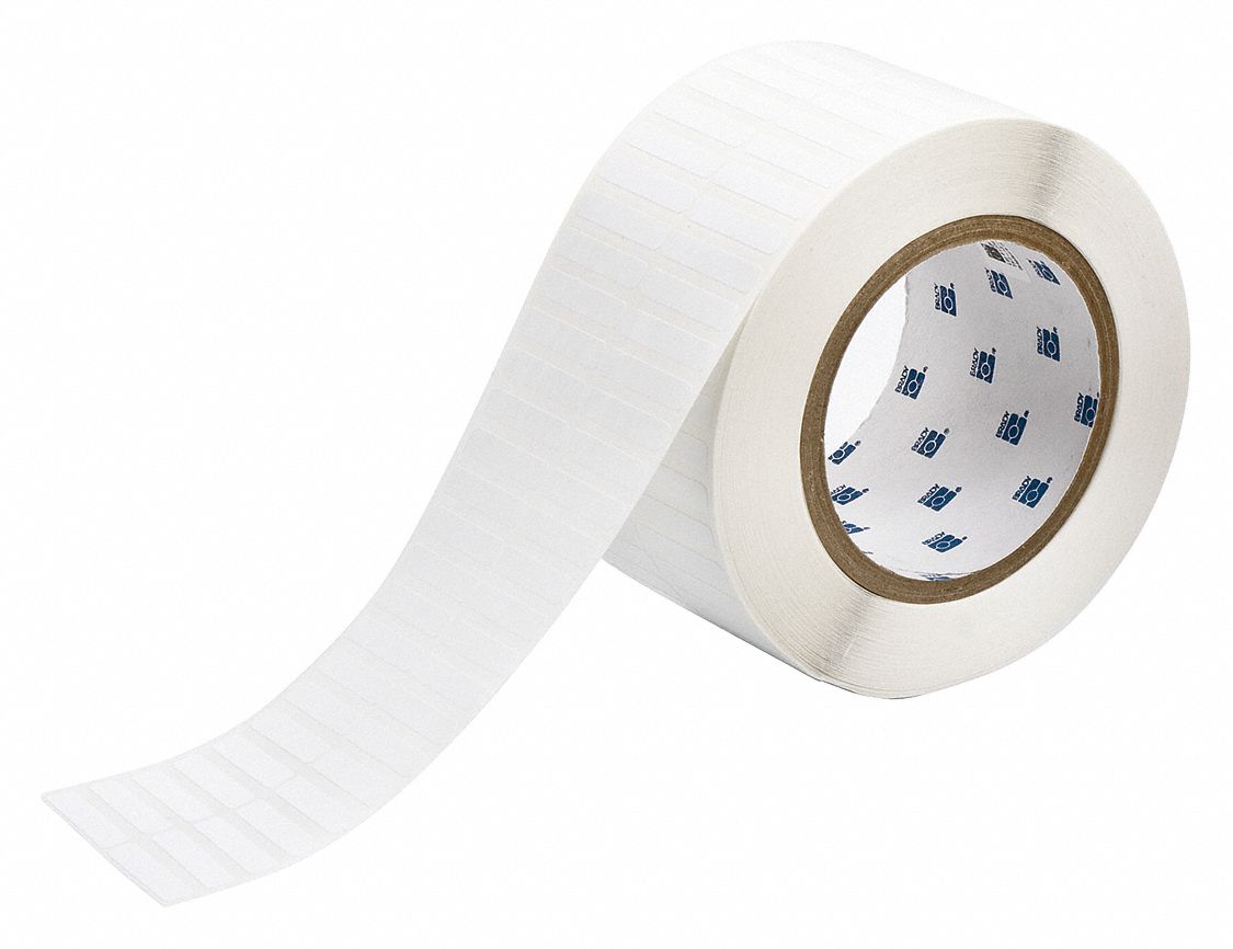 Pre-Cut Label Stock Roll: 1/4 in x 1 1/4 in, 2 3/4 in x 1/4 in, Polyester, White (Gloss)