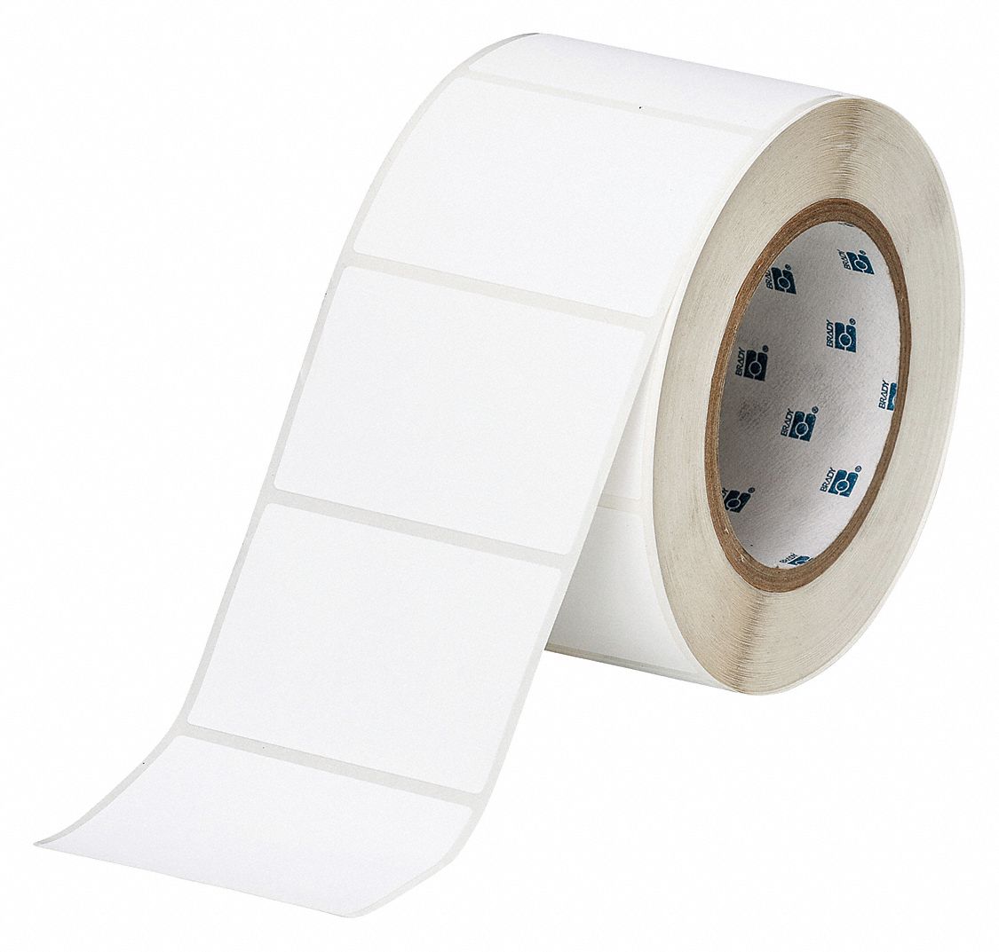 Pre-Cut Label Stock Roll: 2 in x 3 in, Rubber, Aggressive Adhesive/Permanent Adhesive, 1, 000 Labels