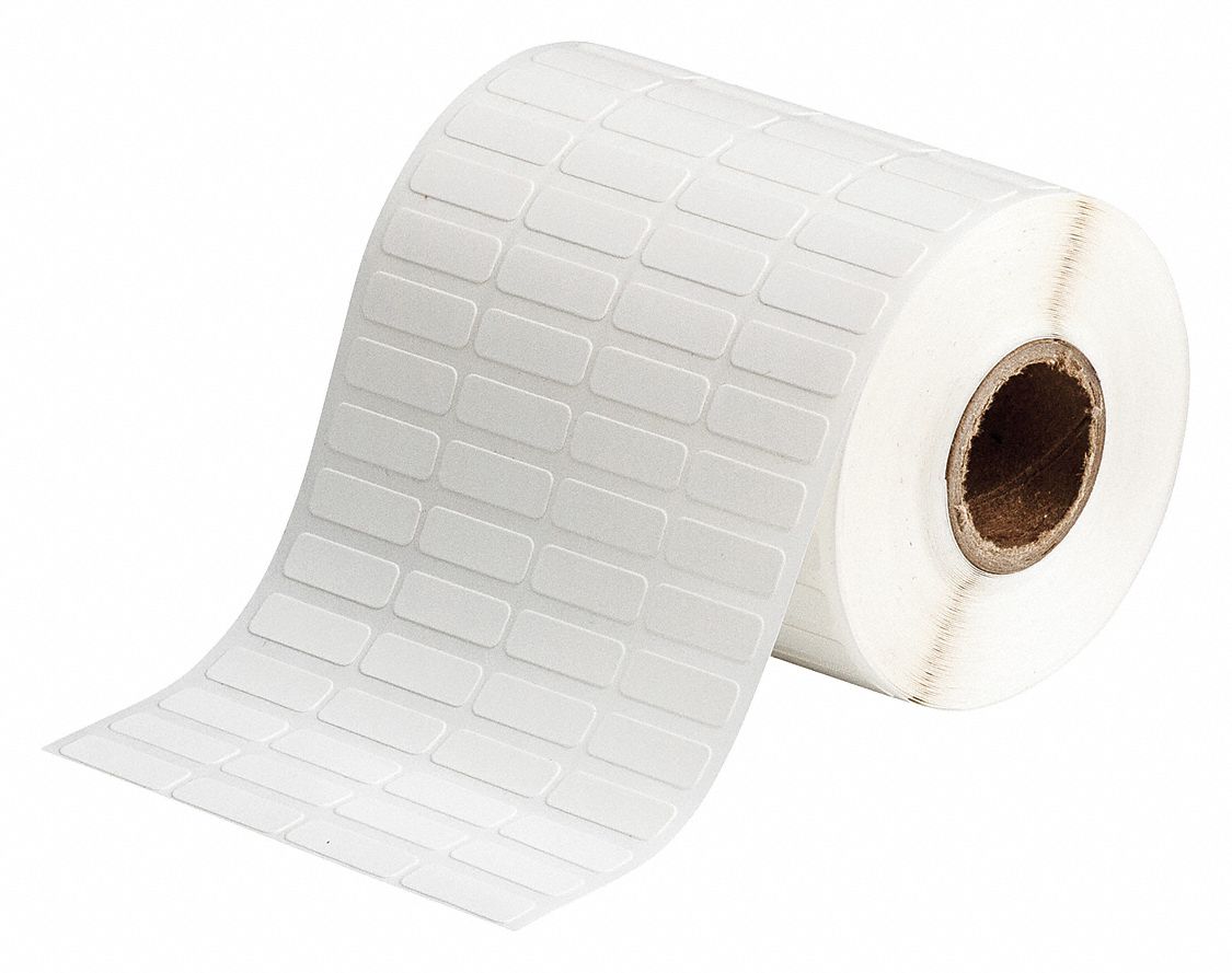 Wraparound Label: 1/2 in x 3/4 in, Vinyl, Black on White, For 6 AWG to 16 AWG Wire Gauge