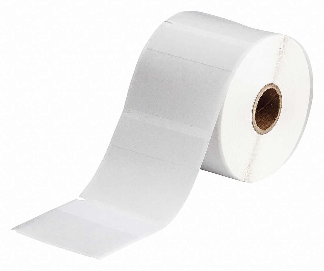 Wraparound Label: 2 1/4 in x 2 1/2 in, Vinyl, White (Matte), For 6 AWG to 0 AWG Wire Gauge