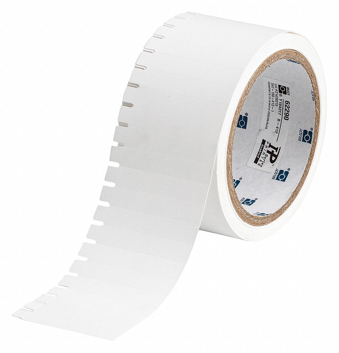 Tag Label: 3/8 in x 1 15/16 in, 2 1/4 in, Polypropylene, White, For 6 AWG to 0 AWG Wire Gauge