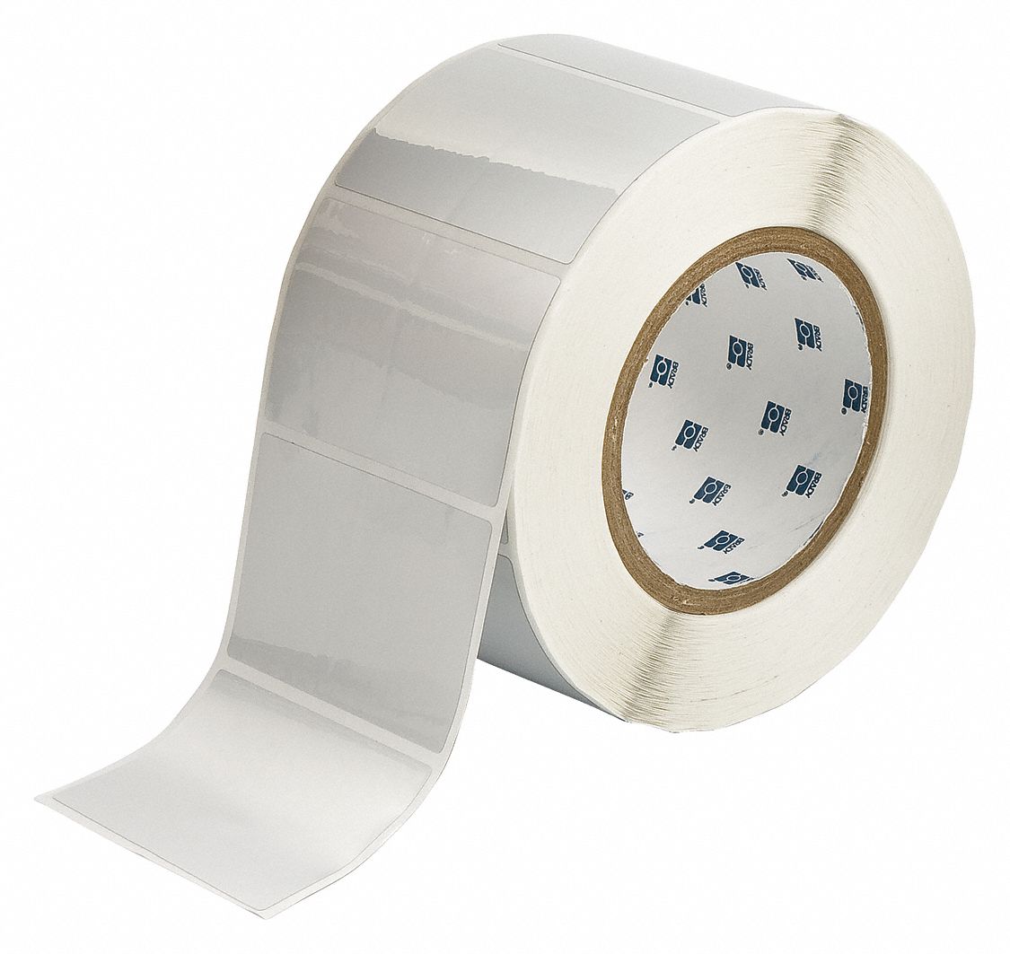 Pre-Cut Label Stock Roll: 2 in x 3 in, Acrylic, Permanent Adhesive, 1, 000 Labels, Permanent