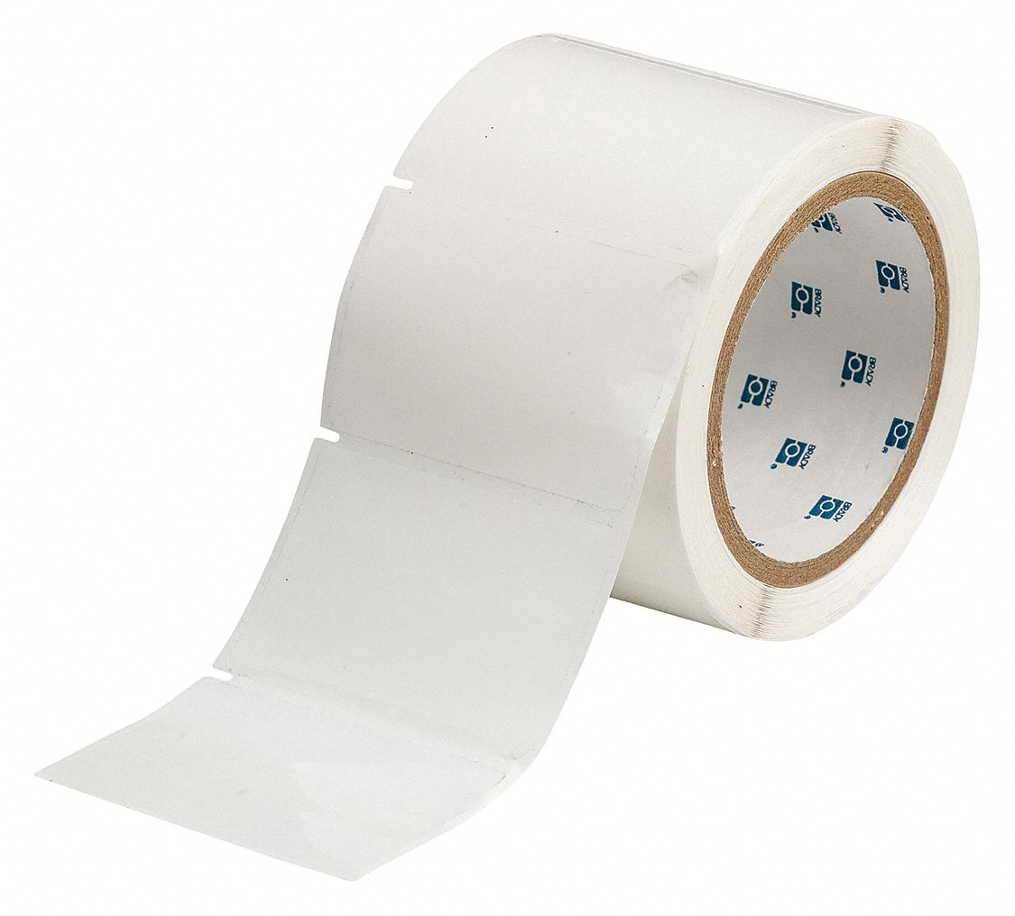 Pre-Cut Label Stock Roll: 2 in x 3 in, Acrylic, Aggressive Adhesive/Permanent Adhesive, 1, 000 Labels